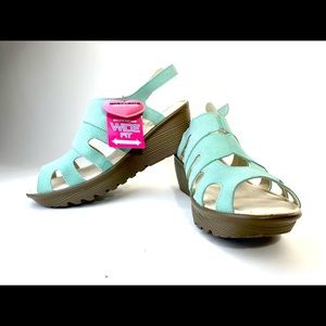 Skechers Suede Stylin Peep-toe Slingback Wedge Sandals NEW